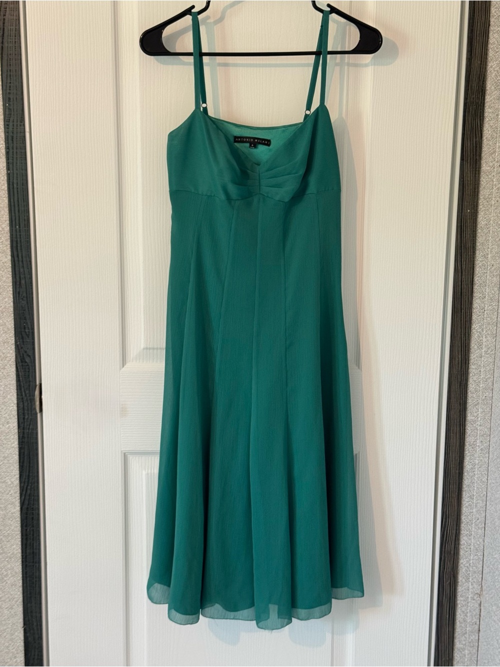 ANTONIO MELANI Teal Spaghetti Strap Midi Dress